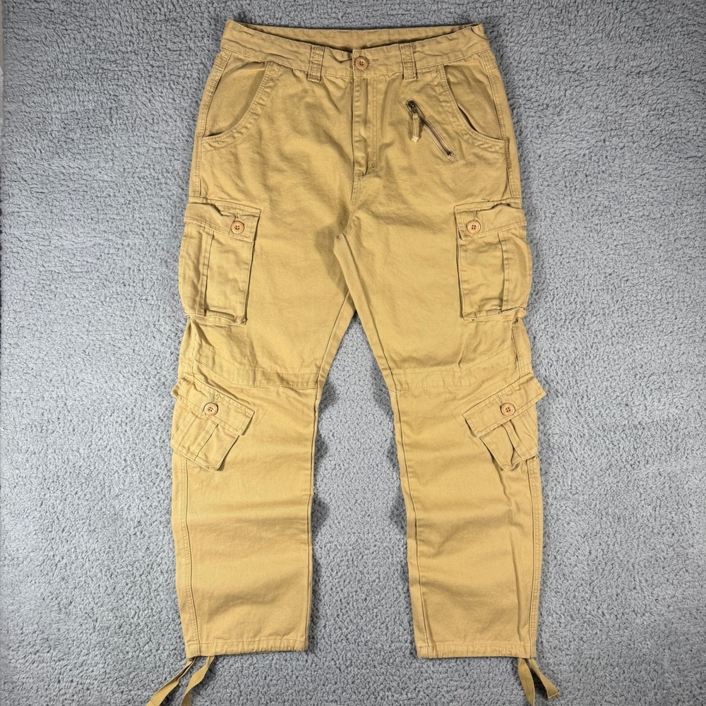 Must Way Cargo Pants Mens XL 34x31" Khaki Military Paratrooper Utility Pockets